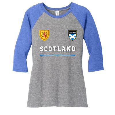 Scotland Sportssoccer Jersey Flag Football Women's Tri-Blend 3/4-Sleeve Raglan Shirt