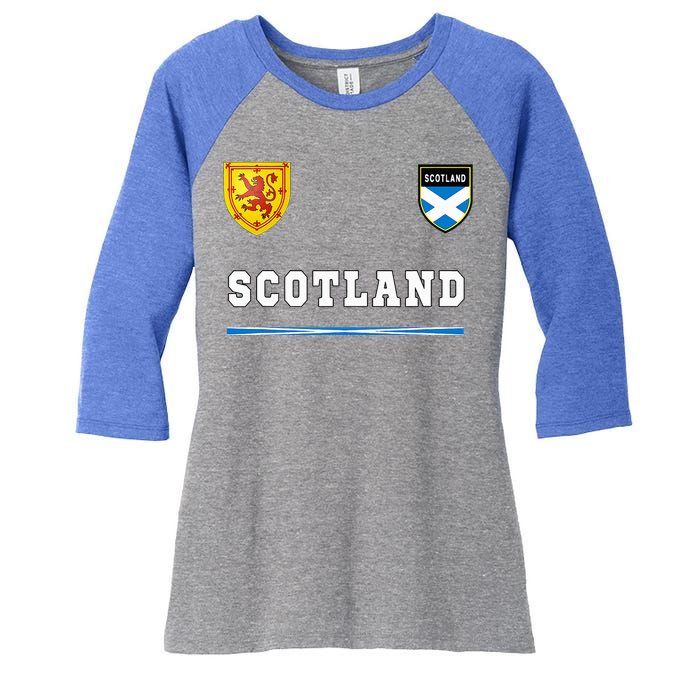 Scotland Sportssoccer Jersey Flag Football Women's Tri-Blend 3/4-Sleeve Raglan Shirt