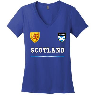 Scotland Sportssoccer Jersey Flag Football Women's V-Neck T-Shirt