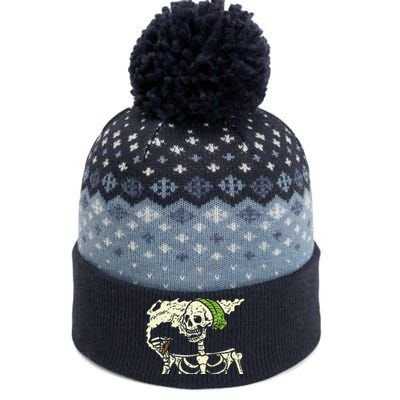 Smoking Skeleton Joint Funny Weed Pot 420 Cannabis Halloween The Baniff Cuffed Pom Beanie