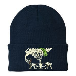 Smoking Skeleton Joint Funny Weed Pot 420 Cannabis Halloween Knit Cap Winter Beanie