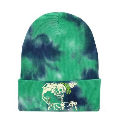 Smoking Skeleton Joint Funny Weed Pot 420 Cannabis Halloween Tie Dye 12in Knit Beanie