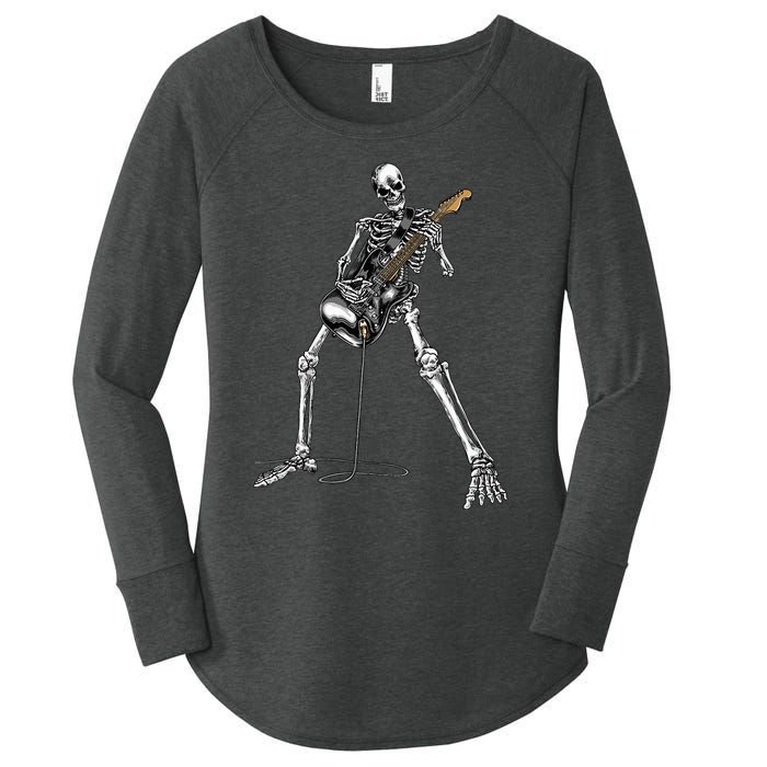 Spooky Skeleton Jamming Out in Rock Band Women's Perfect Tri Tunic Long Sleeve Shirt