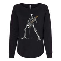 Spooky Skeleton Jamming Out in Rock Band Womens California Wash Sweatshirt