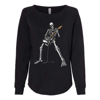 Spooky Skeleton Jamming Out in Rock Band Womens California Wash Sweatshirt