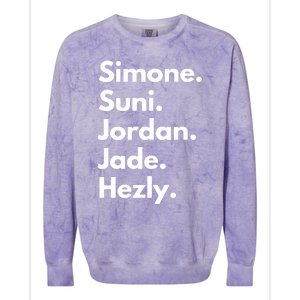 Simone. Suni. Jordan. Jade. Hezly Colorblast Crewneck Sweatshirt