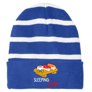 Sleeping Sushi Japanese Food Foodie Funny Sushi Lover Gift Striped Beanie with Solid Band