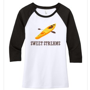 Sweet Streams Kayak Canoeing Boat Women's Tri-Blend 3/4-Sleeve Raglan Shirt