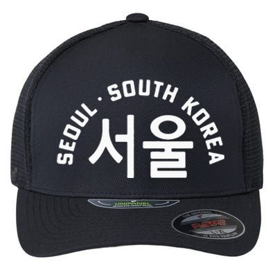 Seoul South Korea Korean Hangul College Style Retro Flexfit Unipanel Trucker Cap