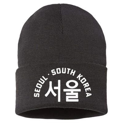 Seoul South Korea Korean Hangul College Style Retro Sustainable Knit Beanie