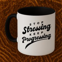 Stop Stressing Keep Progressing Quote Mug