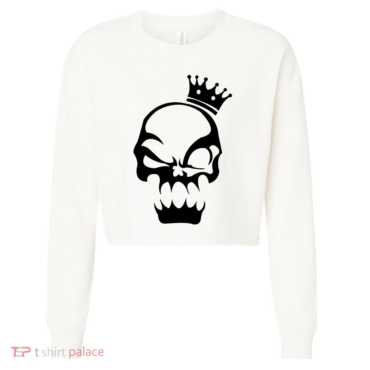 Skull Cropped Pullover Crew