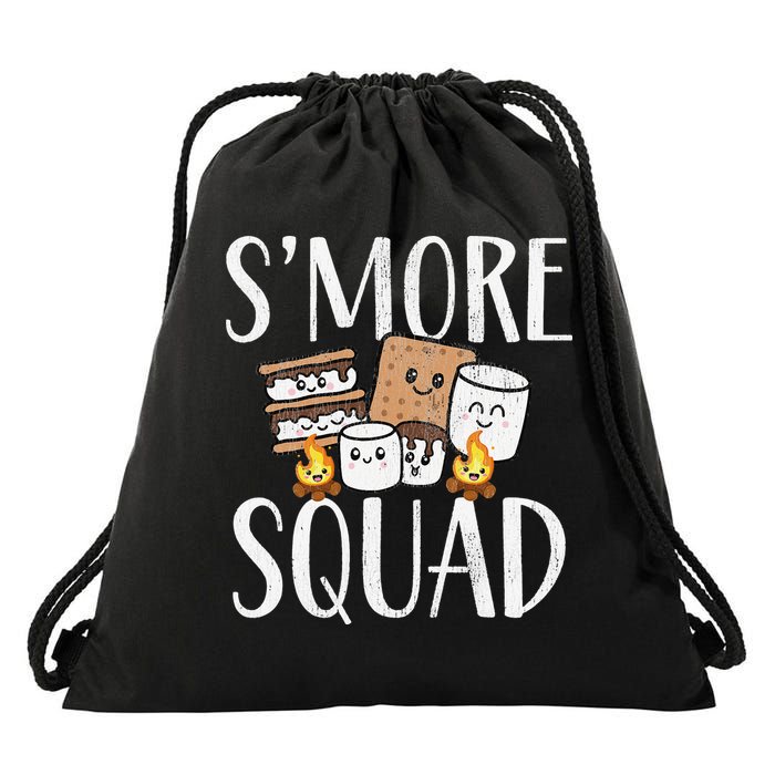 Smore Squad Kawaii S'more Camping Team distressed Drawstring Bag