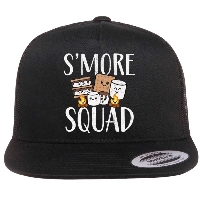 Smore Squad Kawaii S'more Camping Team distressed Flatbill Hat
