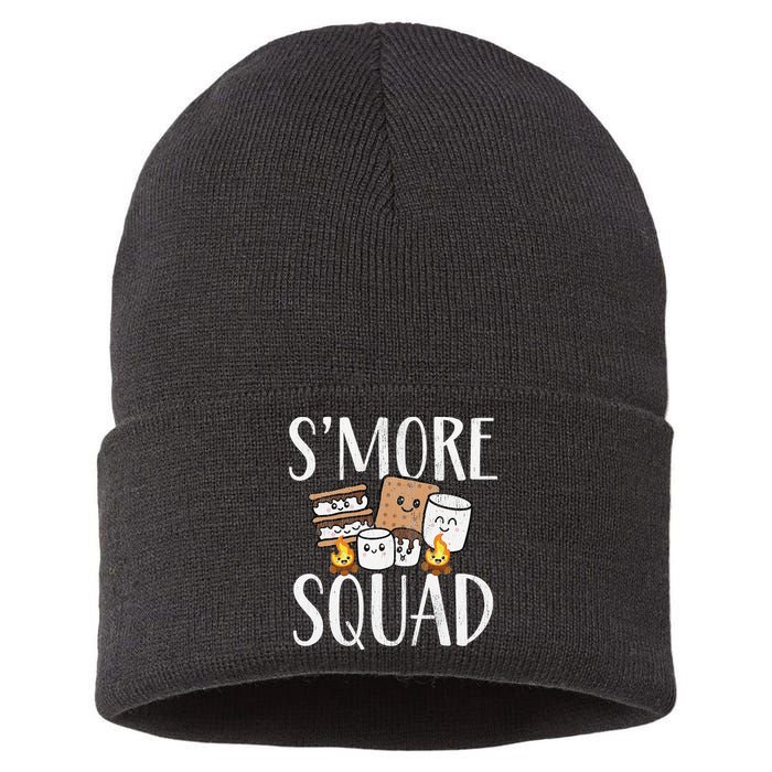 Smore Squad Kawaii S'more Camping Team distressed Sustainable Knit Beanie