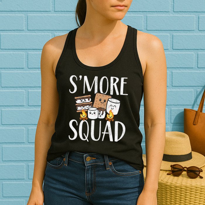 Smore Squad Kawaii S'more Camping Team distressed Womens Tank Top
