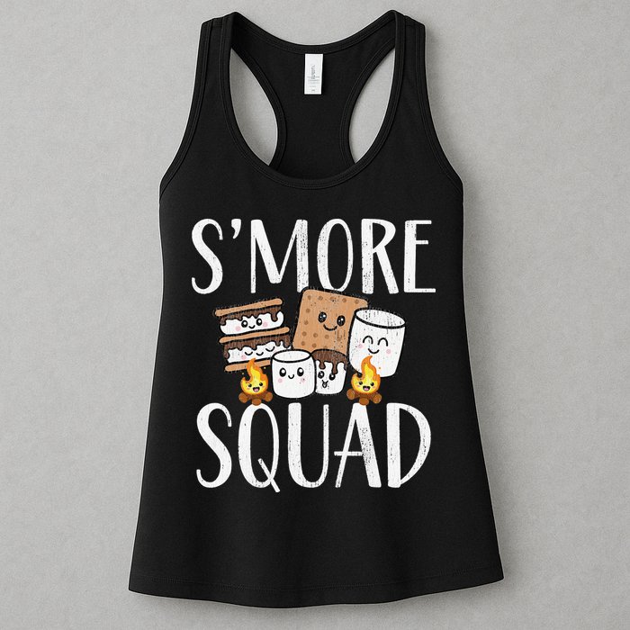 Smore Squad Kawaii S'more Camping Team distressed Womens Tank Top