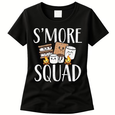 Smore Squad Kawaii S'more Camping Team distressed Womens T-Shirt