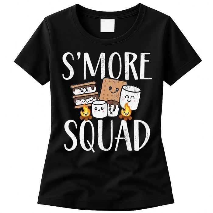 Smore Squad Kawaii S'more Camping Team distressed Womens T-Shirt