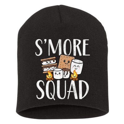 Smore Squad Kawaii S'more Camping Team distressed Short Acrylic Beanie