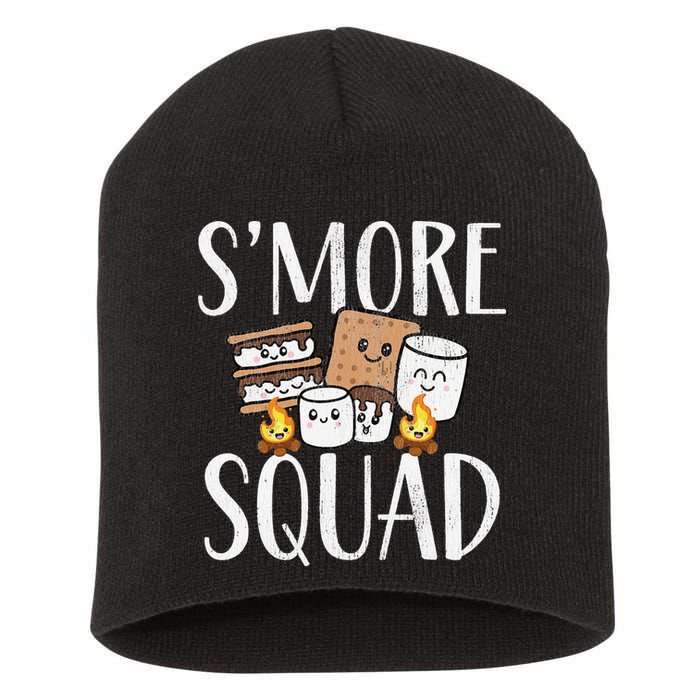 Smore Squad Kawaii S'more Camping Team distressed Short Acrylic Beanie