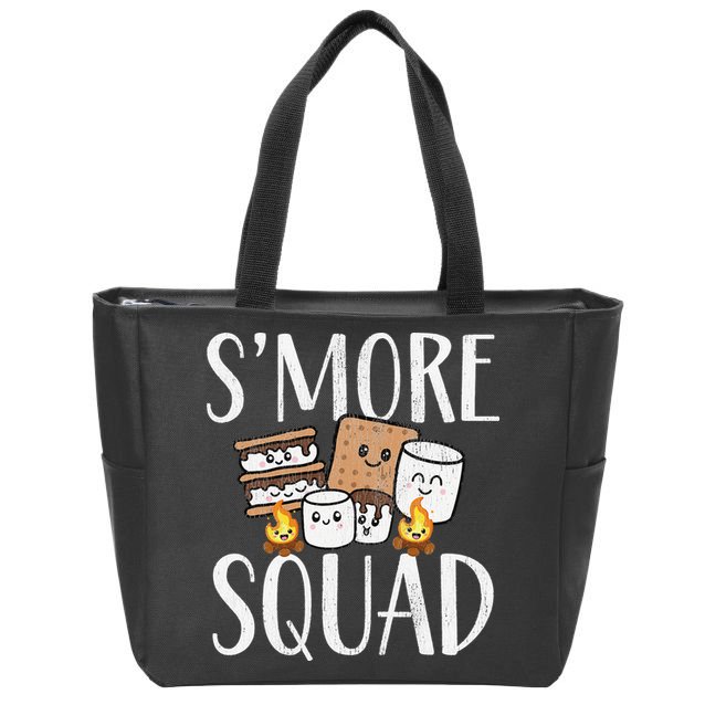 Smore Squad Kawaii S'more Camping Team distressed Zip Tote Bag