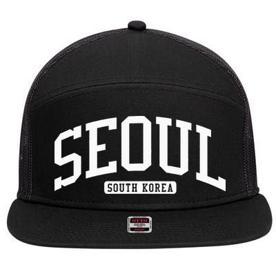 Seoul South Korea College 7 Panel Mesh Trucker Snapback Hat