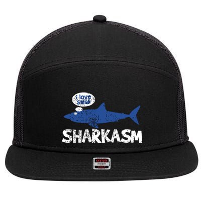 Shark Shar Kasm Marine Biology Funny Vintage Gift 7 Panel Mesh Trucker Snapback Hat