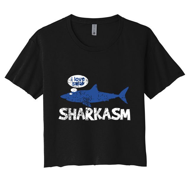 Shark Shar Kasm Marine Biology Funny Vintage Gift Crop Top