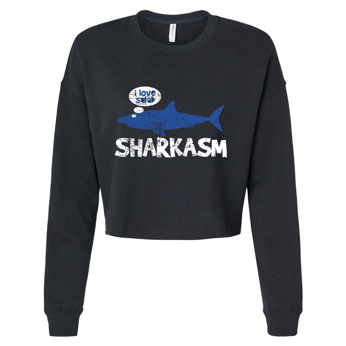 Shark Shar Kasm Marine Biology Funny Vintage Gift Cropped Pullover Crew