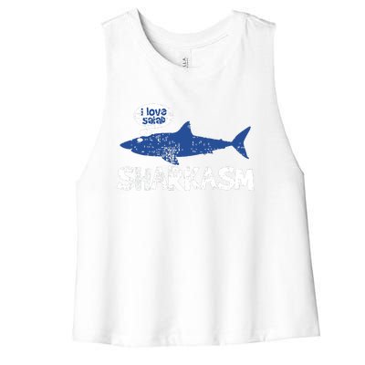 Shark Shar Kasm Marine Biology Funny Vintage Gift Women's Racerback Cropped Tank