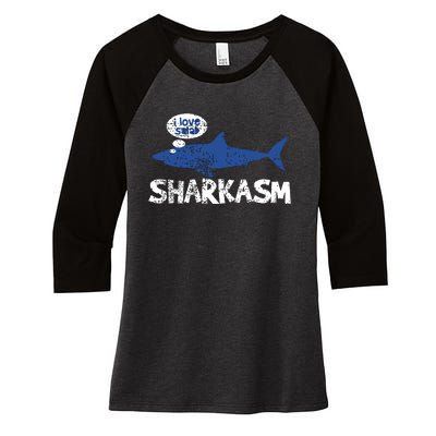 Shark Shar Kasm Marine Biology Funny Vintage Gift Women's Tri-Blend 3/4-Sleeve Raglan Shirt