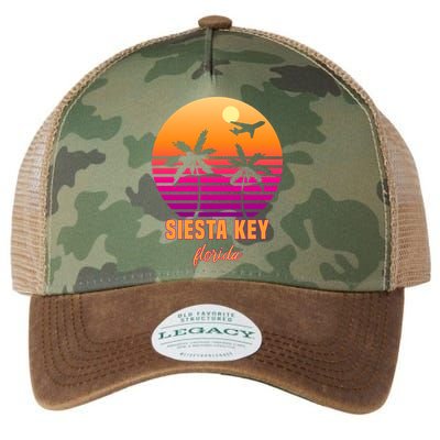 Summer, Siesta Key Florida Vintage Retro Sunset Palm Tree Legacy Tie Dye Trucker Hat