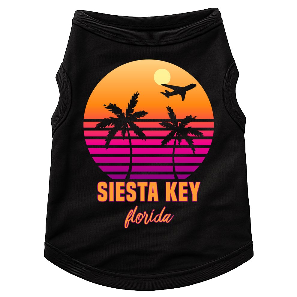 Summer, Siesta Key Florida Vintage Retro Sunset Palm Tree Doggie Tank
