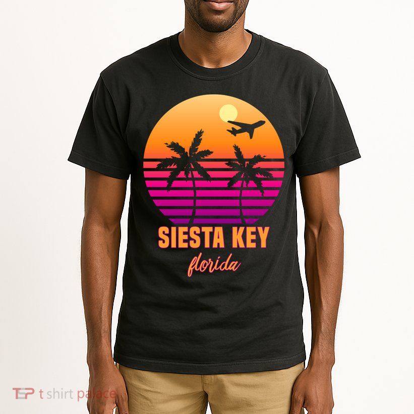 Summer, Siesta Key Florida Vintage Retro Sunset Palm Tree Tall T-Shirt