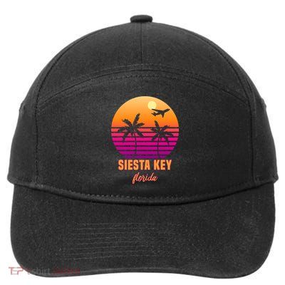 Summer, Siesta Key Florida Vintage Retro Sunset Palm Tree 7-Panel Snapback Hat