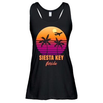 Summer, Siesta Key Florida Vintage Retro Sunset Palm Tree Ladies Essential Flowy Tank