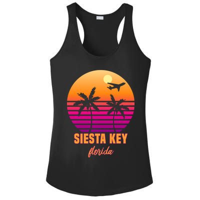 Summer, Siesta Key Florida Vintage Retro Sunset Palm Tree Ladies PosiCharge Competitor Racerback Tank