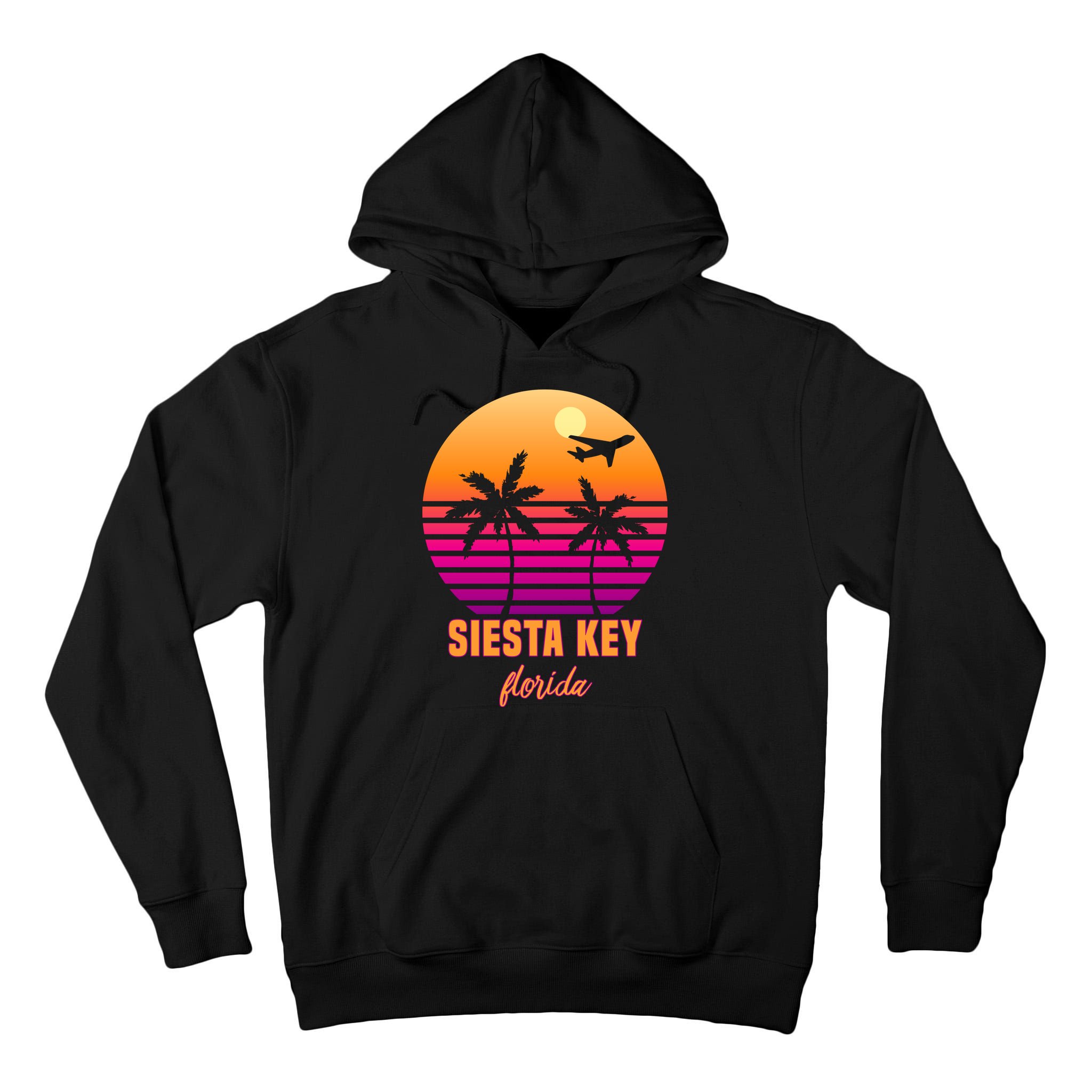 Summer, Siesta Key Florida Vintage Retro Sunset Palm Tree Tall Hoodie
