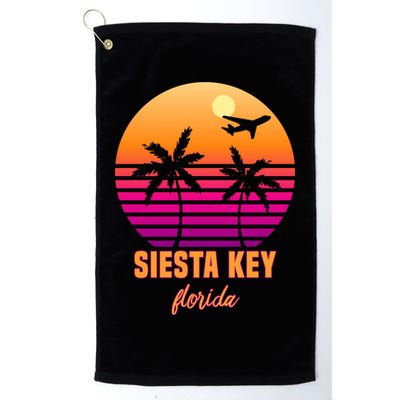 Summer, Siesta Key Florida Vintage Retro Sunset Palm Tree Golf Towel