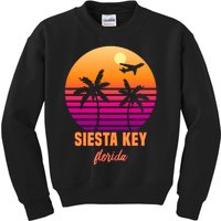 Summer, Siesta Key Florida Vintage Retro Sunset Palm Tree Kids Sweatshirt