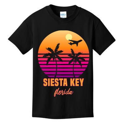 Summer, Siesta Key Florida Vintage Retro Sunset Palm Tree Kids T-Shirt