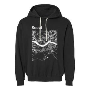 Seoul South Korea Classic City Map Graphic Garment-Dyed Fleece Hoodie