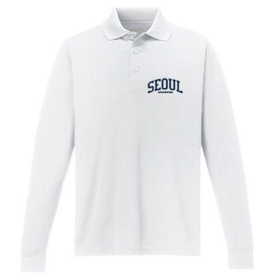 Seoul South Korea College University Style Performance Long Sleeve Polo