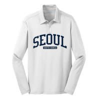 Seoul South Korea College University Style Silk Touch Performance Long Sleeve Polo