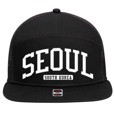 Seoul South Korea College University Style 7 Panel Mesh Trucker Snapback Hat