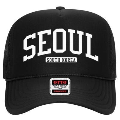 Seoul South Korea College University Style High Crown Mesh Back Trucker Hat