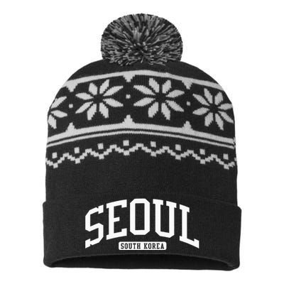 Seoul South Korea College University Style USA-Made Snowflake Beanie