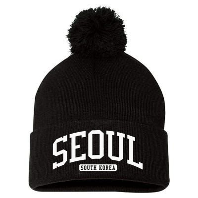 Seoul South Korea College University Style Pom Pom 12in Knit Beanie