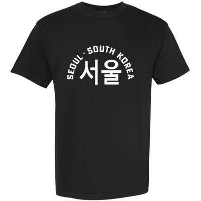 Seoul South Korea Korean Hangul College Style Retro Garment-Dyed Heavyweight T-Shirt